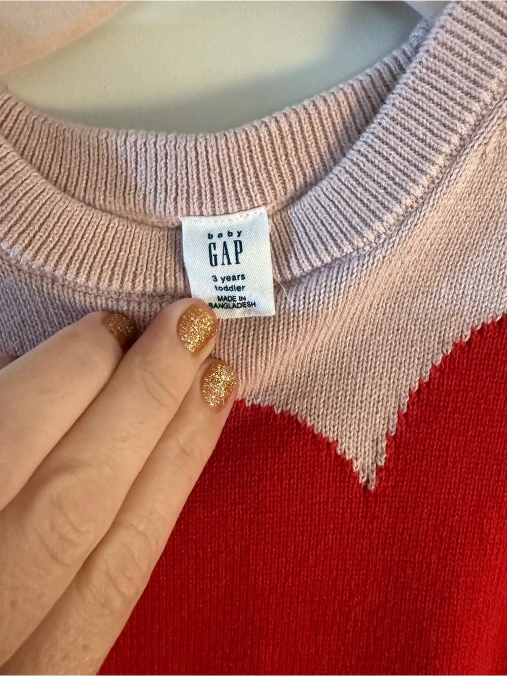 GAP Pink Sweater with Red Heart Graphic